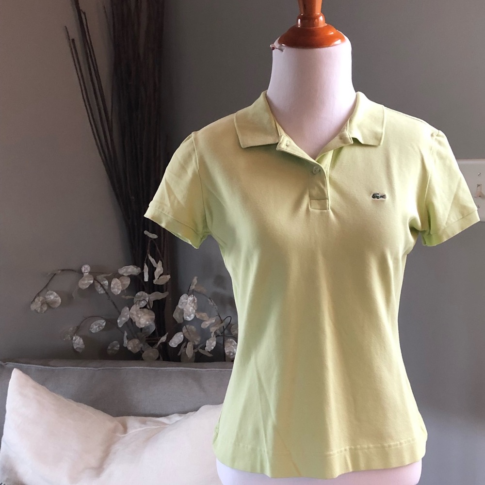Lacoste keylime colored polo.